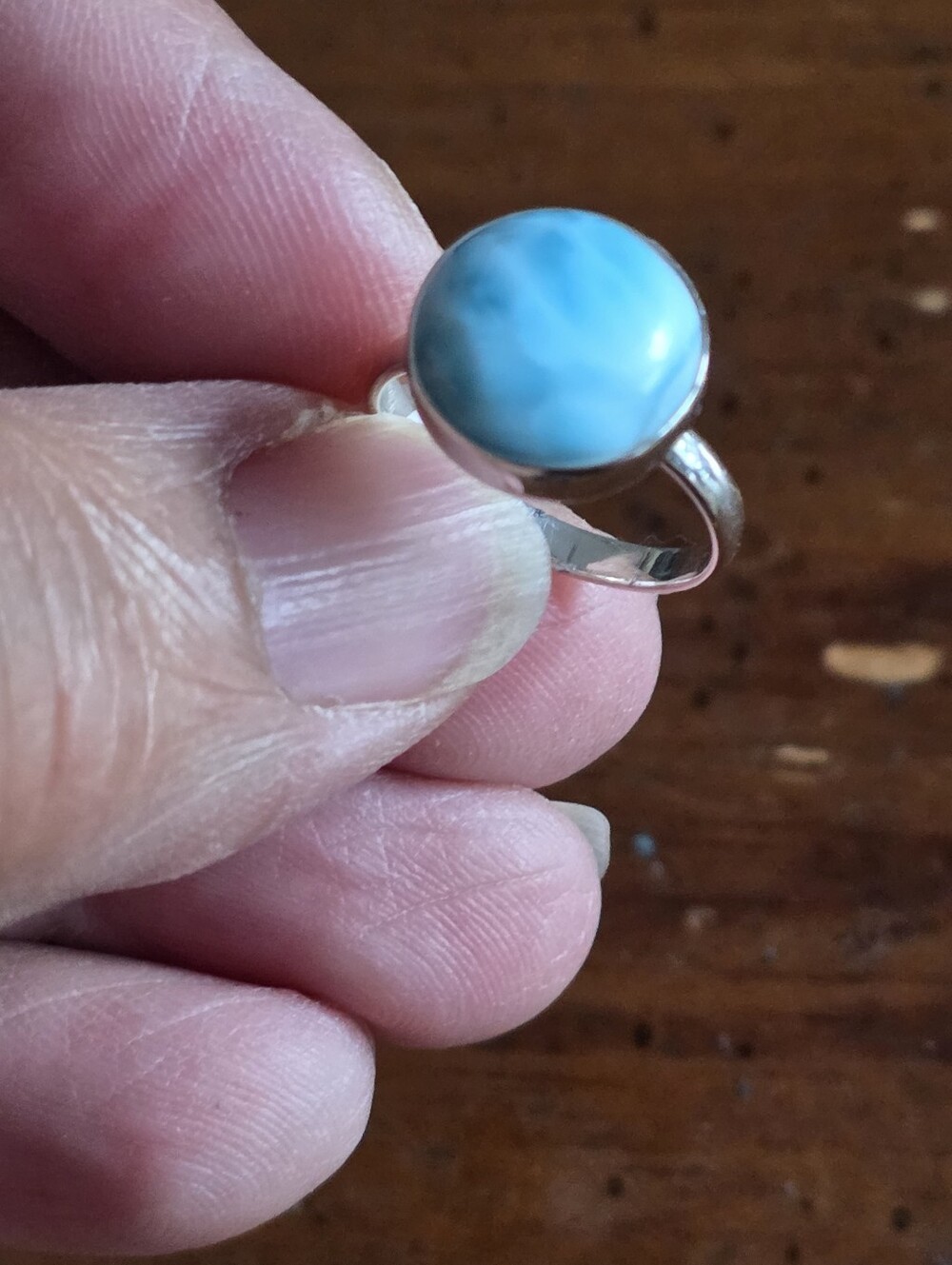 Sterling Silver Blue Larimar Round Stone Ring - Women's Jewelry